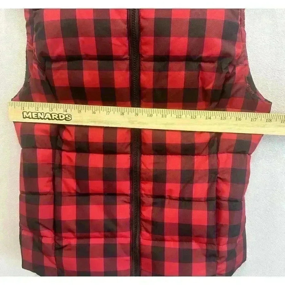 Ruffhewn Woman's Petite Medium Red &‎ Black Buffalo Plaid Puffer Vest Jacket - Picture 4 of 7